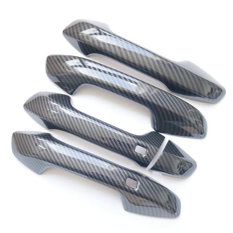 CYAuto Carbon Fiber Chrome Exterior Door Handle Cover Trims for KIA Seltos Forte Cerato K3 2019 2020 2021 2022 2023 2024 Carbon Fiber Style