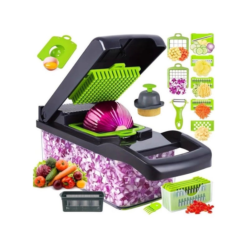 ​​Vegetable Cutter, Multifunctional 16-in-1 Food Cutter and Vegetable Chopper, Kitchen Vegetable Slicer Dicer Cutter, Veggie Chopper With 8 Blades, Carrot and Garlic Chopper With Container, a Must-Have Onion Chopper and Kitchen Accessories​ - Image 1