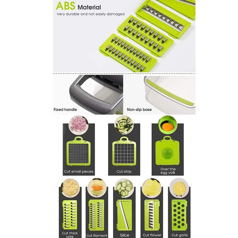 ​​Vegetable Cutter, Multifunctional 16-in-1 Food Cutter and Vegetable Chopper, Kitchen Vegetable Slicer Dicer Cutter, Veggie Chopper With 8 Blades, Carrot and Garlic Chopper With Container, a Must-Have Onion Chopper and Kitchen Accessories​ - Image 5