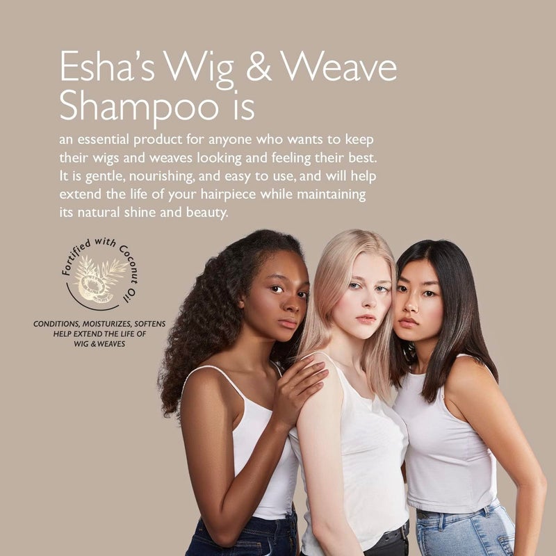 Esha Wig & Weave Revitalizing Shampoo â€“ Human Hair & Synthetic Wigs, Weaves, Extensions & Braids I Coconut Oil Infused, Sulfate-Free I Restores Moisture & Shine, 4 fl oz - Image 3