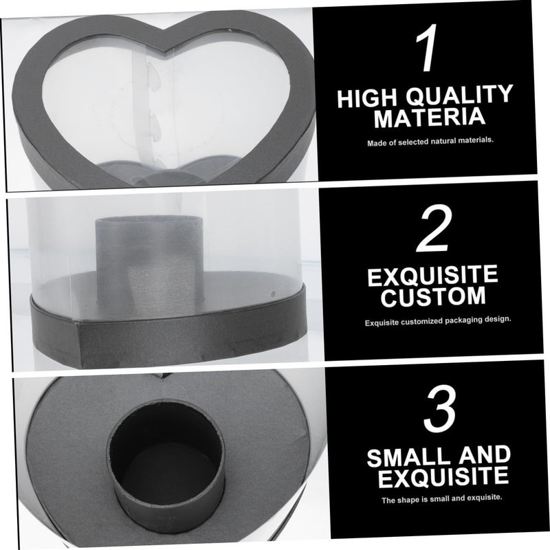 Black Heart Shaped Flower Box With Lid For Valentine Day Gift Mini Roses - Image 4