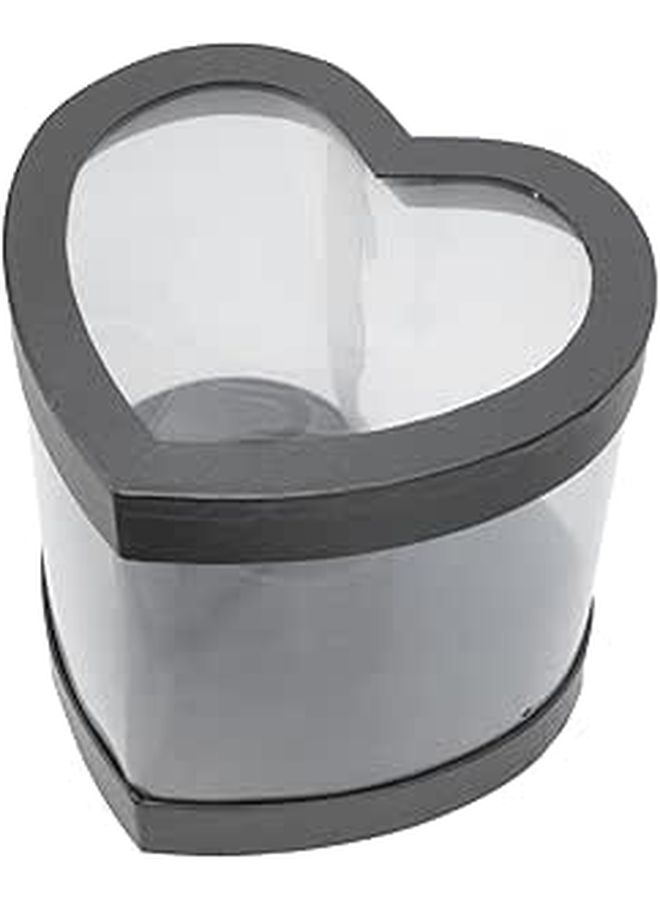 Black Heart Shaped Flower Box With Lid For Valentine Day Gift Mini Roses - Image 1