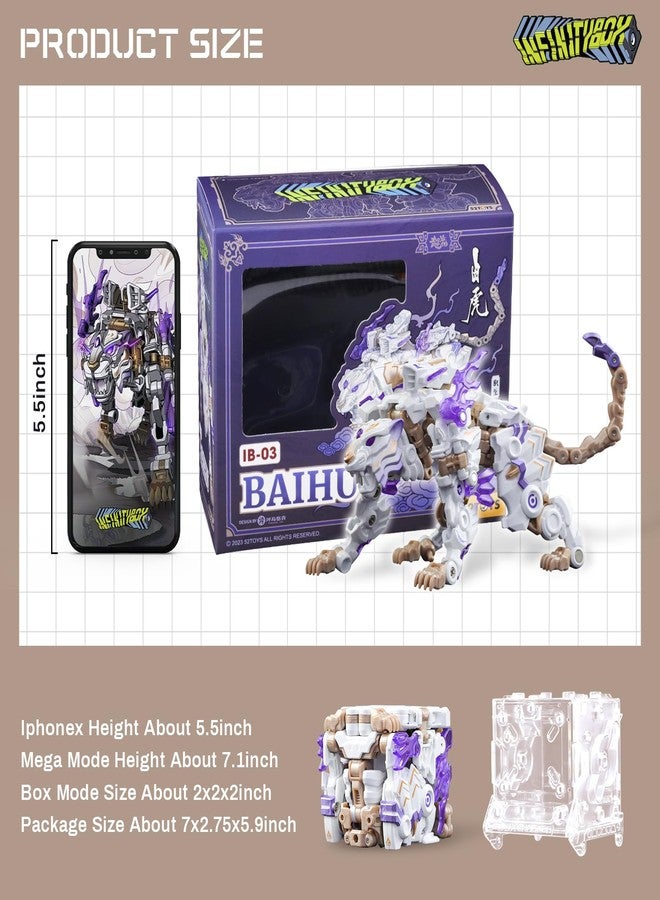 52TOYS صندوق إنفينيتي IB-03 لعبة النمر الأبيض، ألعاب التحول إلى ميكا ومكعب، هدية مثالية لحفلات عيد الميلاد للمراهقين والبالغين، مستندة إلى النمر - Image 2