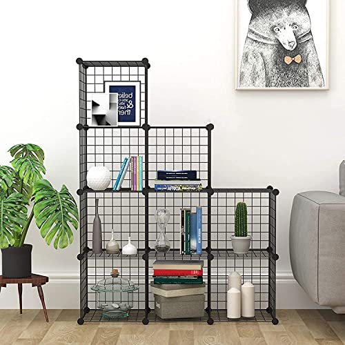 C&AHOME Wire Cube Storage - 9-Cube Organizer, Metal Grids, Modular Bookshelf, Closet Cabinet, Ideal for Home, Living Room, Office - 36.6'L x 12.4'W x 48.4'H Black - Image 5