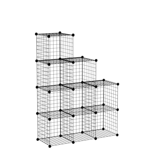 C&AHOME Wire Cube Storage - 9-Cube Organizer, Metal Grids, Modular Bookshelf, Closet Cabinet, Ideal for Home, Living Room, Office - 36.6'L x 12.4'W x 48.4'H Black - Image 4