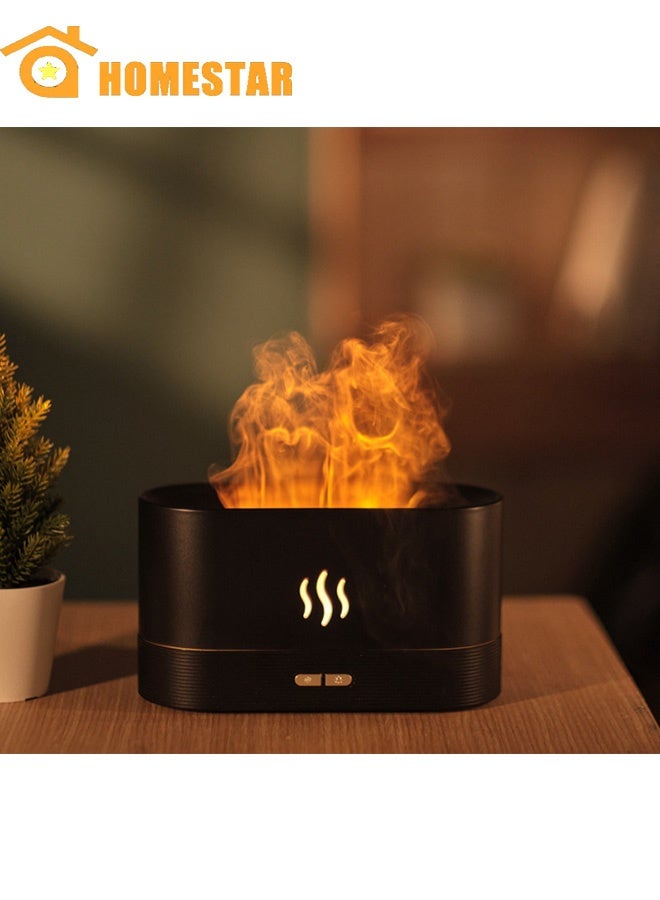 HOMESTAR Flame Air Diffuser, Humidifier, Portable-Noiseless Aroma Diffuser for Home, Office, Yoga Essential Oil Diffuser with No-Water Auto-Off Protection, Black - Image 1