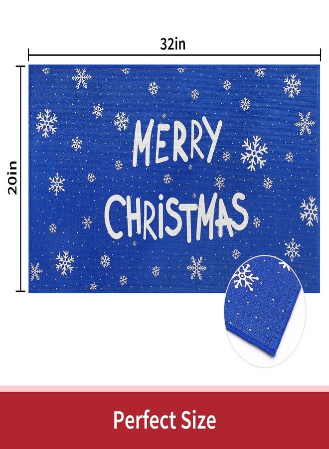 CAROMIO Door Welcome Mat - Xmas Blue, 20" x 32", Indoor/Outdoor - Image 2
