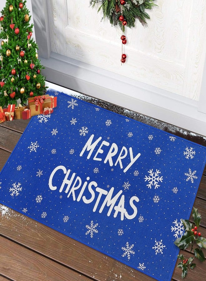 CAROMIO Door Welcome Mat - Xmas Blue, 20" x 32", Indoor/Outdoor - Image 1