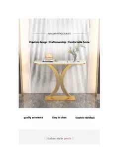 AWD Console Table, Matte Gold Metal Base with Marble Top, Console Table for Living room, Entryway, 120Wx80Hx30D cm  - Image 2