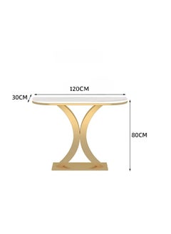 AWD Console Table, Matte Gold Metal Base with Marble Top, Console Table for Living room, Entryway, 120Wx80Hx30D cm  - Image 4