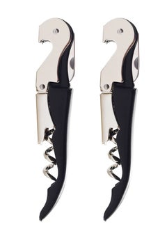KASTWAVE 2 Pack Waiter Corkscrew Heavy Duty Chrome Waiter Corkscrew Drink Opener with Foil Cutter for Bartenders and Waiter Black Bottle Opener  - Image 1