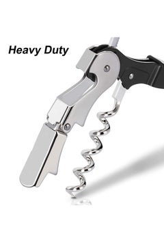 KASTWAVE 2 Pack Waiter Corkscrew Heavy Duty Chrome Waiter Corkscrew Drink Opener with Foil Cutter for Bartenders and Waiter Black Bottle Opener  - Image 5