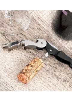 KASTWAVE 2 Pack Waiter Corkscrew Heavy Duty Chrome Waiter Corkscrew Drink Opener with Foil Cutter for Bartenders and Waiter Black Bottle Opener  - Image 4