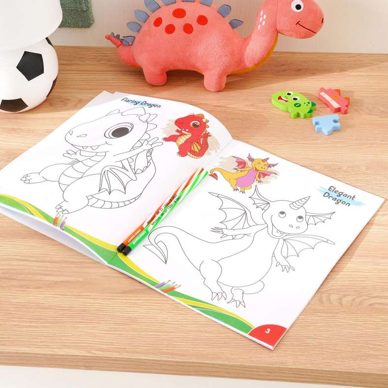 Dragon Colouring Book 16 Pages -Red