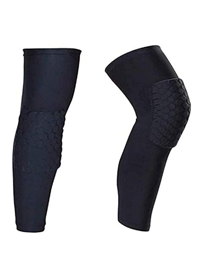 PROMASS 2 Piece Knee Pads Professional Black Sports Porective Support Volleyball Basketball Football Leg Brace Sleeves Hex Knee Pads Compression Leg Sleeve for Basketball - Image 1