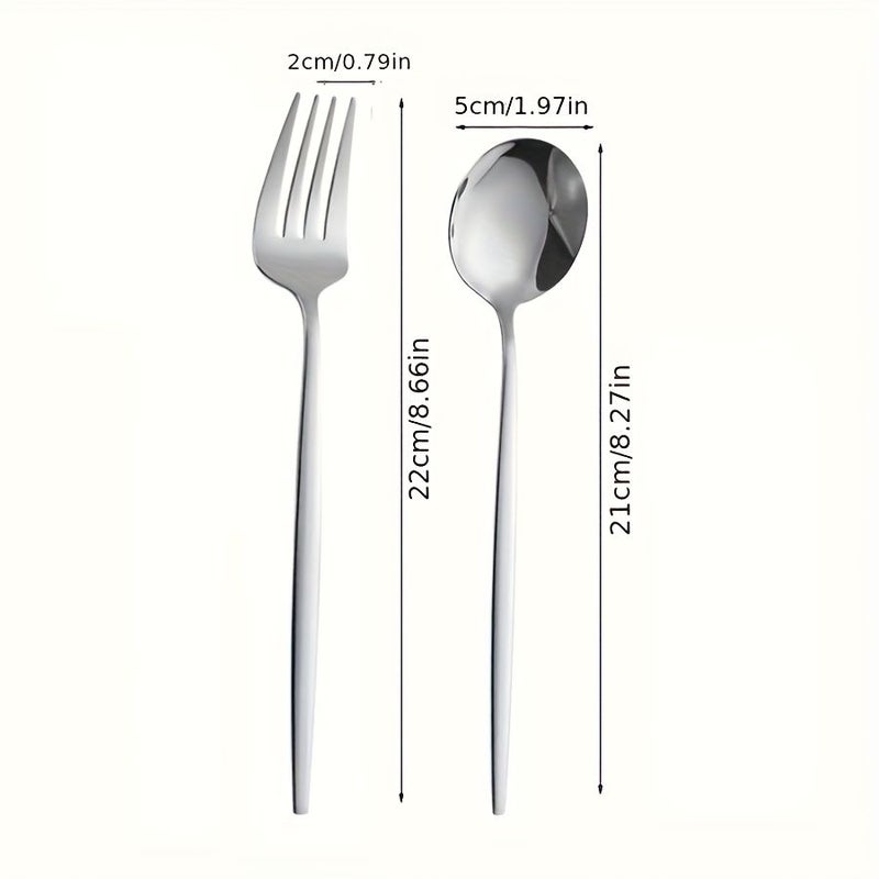 24pcs Elegant Stainless Steel Silverware Set Kitchen Utensil Set Includes Dinner Forks Spoons And Dessert Spoons Mirror Polished Silver Suitable For Home Dining Holiday Parties Fine Dining And Weddings Dishwasher Safe - Image 3
