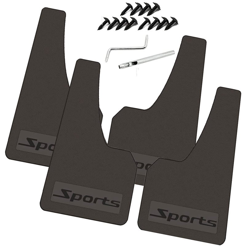 QUYDDC Standard Size Universal Soft Glue Heavy Duty Splash Guards Mud Flaps Fenders - Dirt/Slush Protection,4 Pcs Front/Rear Tires,Fits for SUVs MPV (Not Fits to Full-Size SUVs) Black + Logo Sports - Image 1