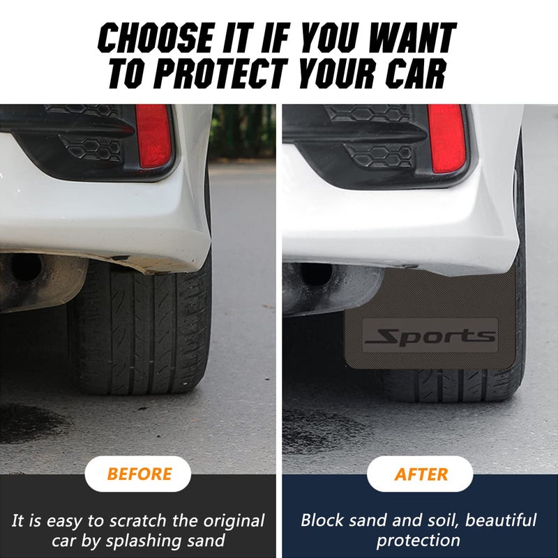 QUYDDC Standard Size Universal Soft Glue Heavy Duty Splash Guards Mud Flaps Fenders - Dirt/Slush Protection,4 Pcs Front/Rear Tires,Fits for SUVs MPV (Not Fits to Full-Size SUVs) Black + Logo Sports - Image 3