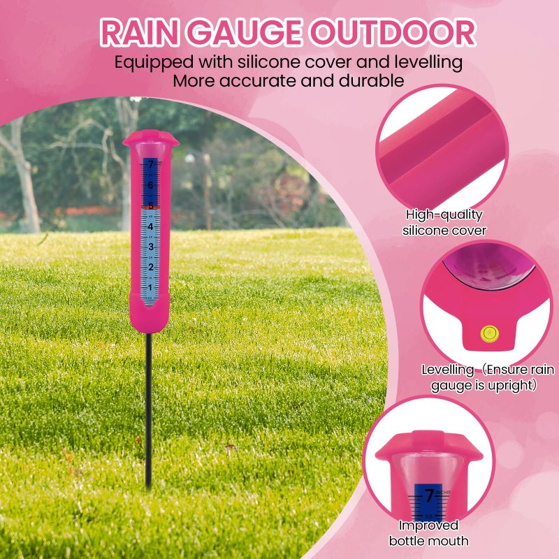 Beofinest Upgraded Rain Gauge Outdoor, Freeze Proof Rain Gauge with Silicone Cover & Levelling, Large Clear Numbers and Adjustable Height Decorative Rain Measure Gauge with Float Marker for Yard, Garden, Lawn - Image 2