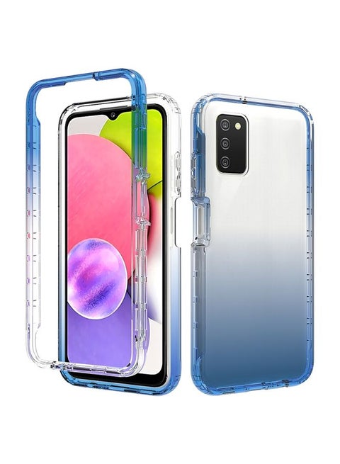 Case Cover For Samsung Galaxy A03s 164mm High Transparency Two-color Gradual Change PC+TPU Phone Case Blue