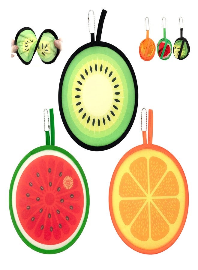 Quacc 3 PCS Round Foldable Hand Fans, Fruit Style Handheld Folding Fan Portable Cooling Fans for Summer Events, Outdoor Travel, Festival Party Decorations, Game Favors - Image 1