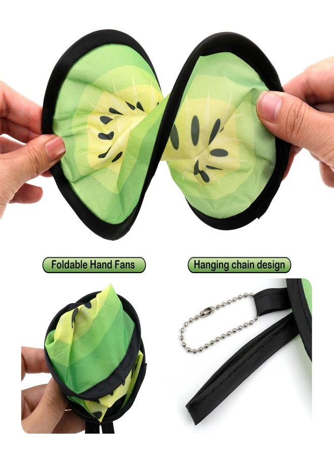 Quacc 3 PCS Round Foldable Hand Fans, Fruit Style Handheld Folding Fan Portable Cooling Fans for Summer Events, Outdoor Travel, Festival Party Decorations, Game Favors - Image 2