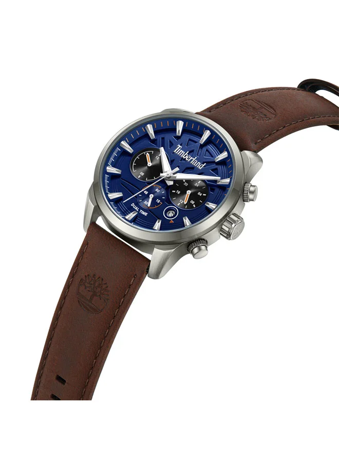 تمبرلاند Henniker II Blue Dial Leather Strap Multifunction Watch for Men, 44mm