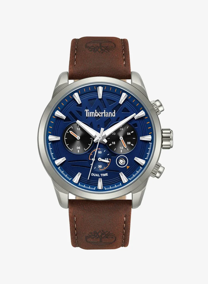 Timberland Henniker II Blue Dial Leather Strap Multifunction Watch for Men, 44mm