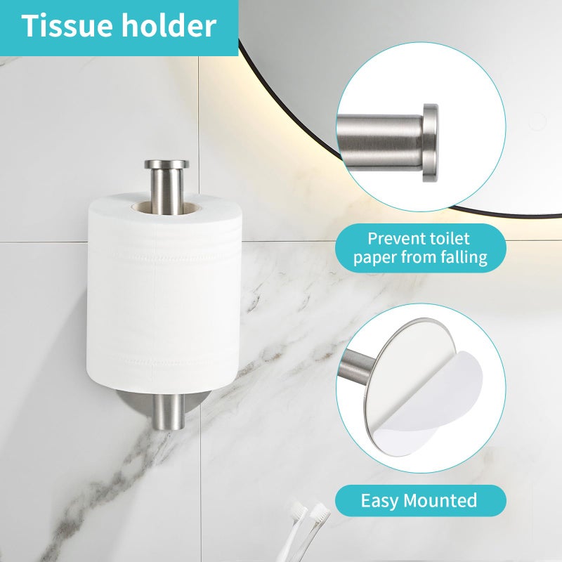 Yagoo Self Adhesive Toilet Paper Holder, SUS304 Stainless Steel Rustproof Toilet Roll Holder No Drilling Adhesive Toilet Tissue Holder for Bathroom Kitchen (1, Silver) - Image 3