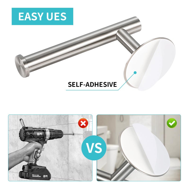 Yagoo Self Adhesive Toilet Paper Holder, SUS304 Stainless Steel Rustproof Toilet Roll Holder No Drilling Adhesive Toilet Tissue Holder for Bathroom Kitchen (1, Silver) - Image 5