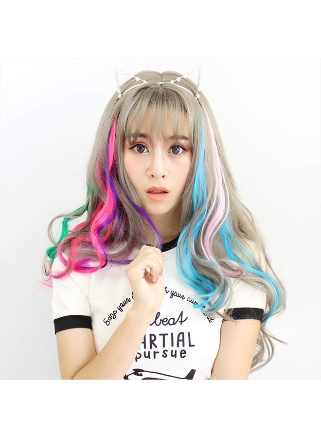 SOTOGO 30 Pieces Clip in Hair Extensions Colorful Curly Hair Extensions Hair Streak Party Highlights Hairpieces for Women Girls(30 Colors, 22 Inches) - Image 5