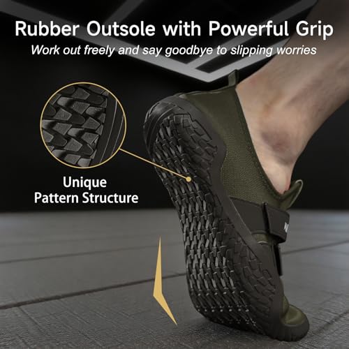 M MANUEKLEAR MANUEKLEAR Deadlift Shoe - Weight Lifting Shoes for Men Women - Weightlifting Squat Shoes Fitness Cross-Trainer Barefoot Gym Training Sneakers Forest Green - Image 4