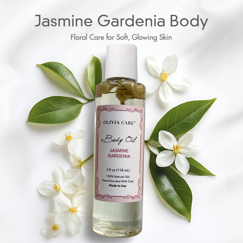 Olivia Care Jasmine Gardenia Body Oil Vegan & Natural Oil For Women | Hydrating & Moisturizing After Bath Oil - with VITAMIN E, K & Omega Fatty Acids Reduce Dry Skin - 4 OZ - Image 2
