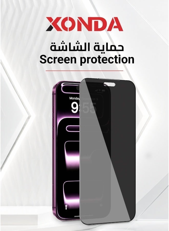 Xonda 4IN1 Iphone 18 Pro Privacy ( Case , Screen Protector , Camera Lens , Matt Camera Back side protector ) - Image 5