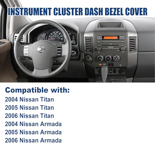 FEXON Instrument Cluster Dash Panel Gauge Cover Bezel Trim Compatible with Nissan Titan, Armada 2004 2005 2006 Replace 68240-7S000 - Image 3