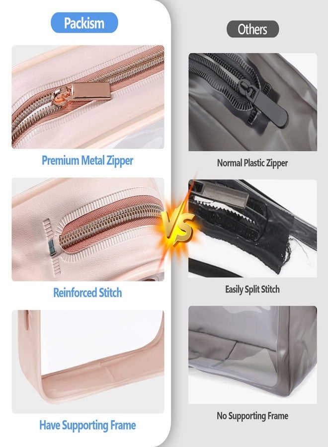 PACKISM TSA Approved Toiletry Bag - Clear Makeup Bag Waterproof Quart Size Bag, Travel Makeup Cosmetic Bag for Women, Carry on Airport Airline Compliant Bag, 3 Pack - Image 4