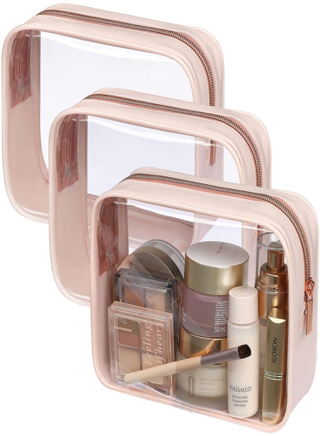 PACKISM TSA Approved Toiletry Bag - Clear Makeup Bag Waterproof Quart Size Bag, Travel Makeup Cosmetic Bag for Women, Carry on Airport Airline Compliant Bag, 3 Pack - Image 1