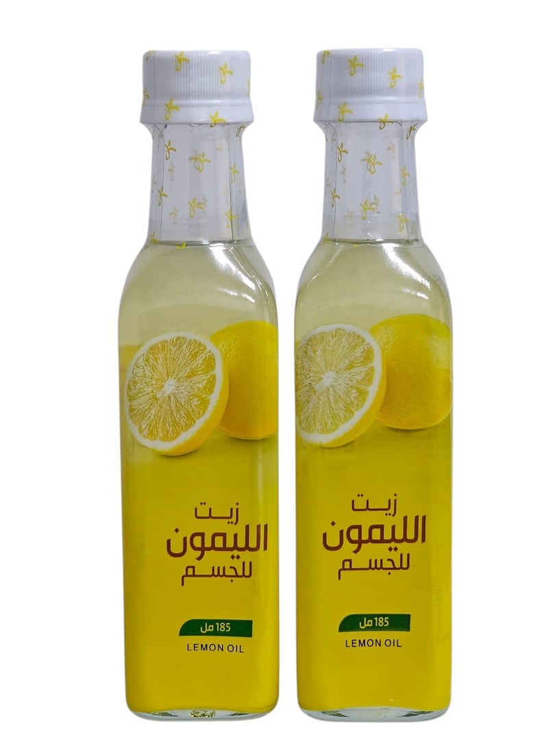 Alkreaishan Lemon oil for the body 185ml from two bottles - Image 1