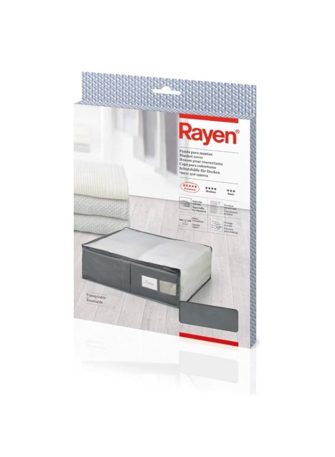 Rayen Blanket Cover 55×65×20 cm – Durable Polyester Storage Bag for Blankets and Clothes with Transparent Window & Zipper Closure – Dark Color. - Image 1