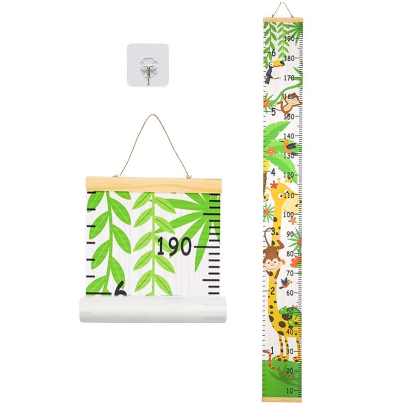 Baby Growth Chart Height Wall Chart for Kids 79 x 79in Wooden Frame Canvas Measurement Hanging Ruler for Childs Room Decoration Giraffe