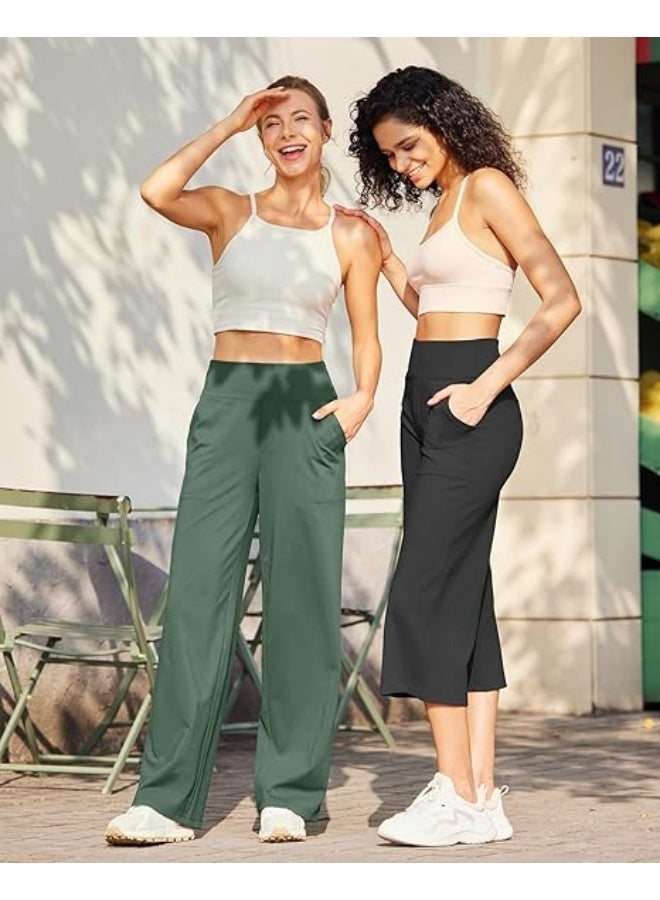 NIBEMINENT Yoga Pants Women Wide Leg Pants with Pockets High Waist Stretch Dress Casual Sweatpants Petite/Regular/Tall - Image 3