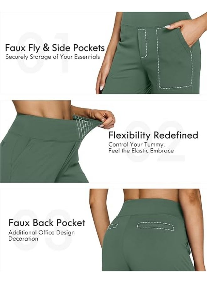 NIBEMINENT Yoga Pants Women Wide Leg Pants with Pockets High Waist Stretch Dress Casual Sweatpants Petite/Regular/Tall - Image 2