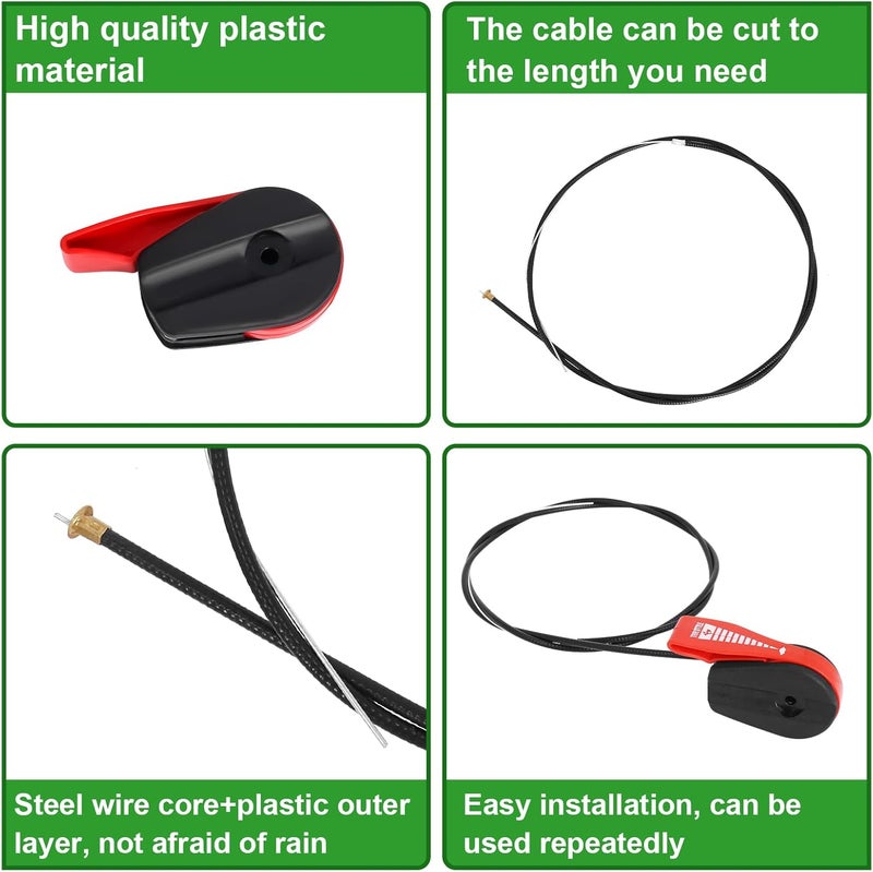 Swess 65" Lawn Mower Throttle Cable Universal Kit with Control Switch Lever Handle for Lawnmowers Cable Repair Kit - Image 2