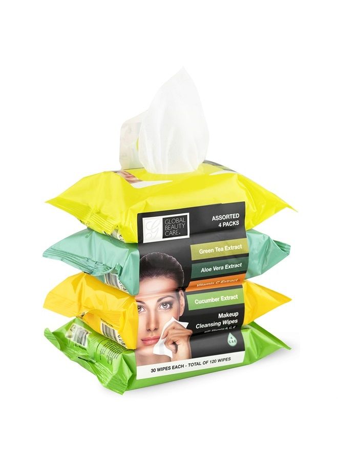 Global Beauty Care Makeup Cleansing Wipes- GreenTea/ AloeVera/ VitaminC/ Cucumber - Image 2