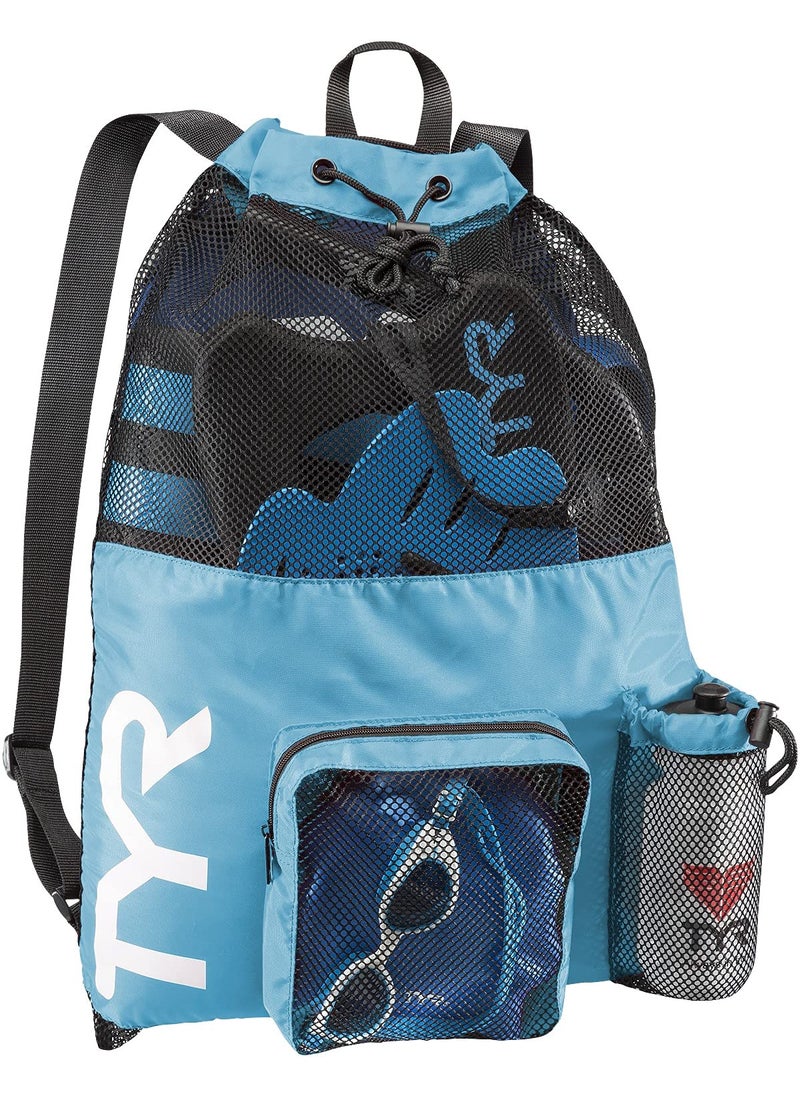 TYR TYR Big Mesh Mummy Backpack for Swim, Gym and Workout Gear, Blue, 40-Liter Capacity  - Image 1