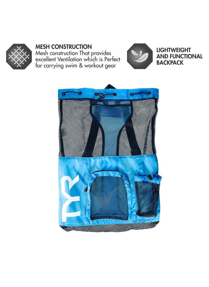 TYR TYR Big Mesh Mummy Backpack for Swim, Gym and Workout Gear, Blue, 40-Liter Capacity  - Image 2