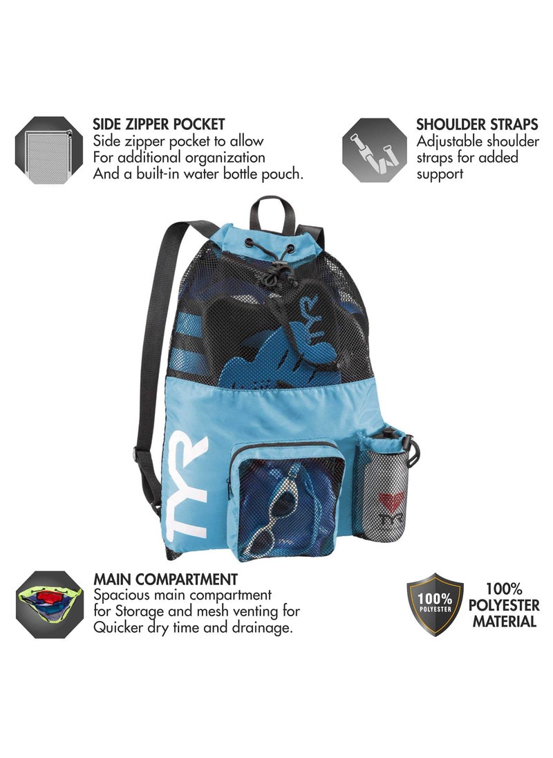 TYR TYR Big Mesh Mummy Backpack for Swim, Gym and Workout Gear, Blue, 40-Liter Capacity  - Image 3