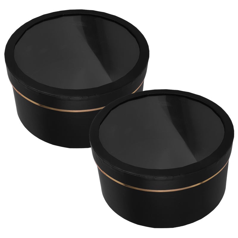 2pcs Valentine'S Day Round Flower Boxes With Pvc Window: Transparent Floral Present Packaging For Bouquets - Suitable For Romantic Occasions - Image 5