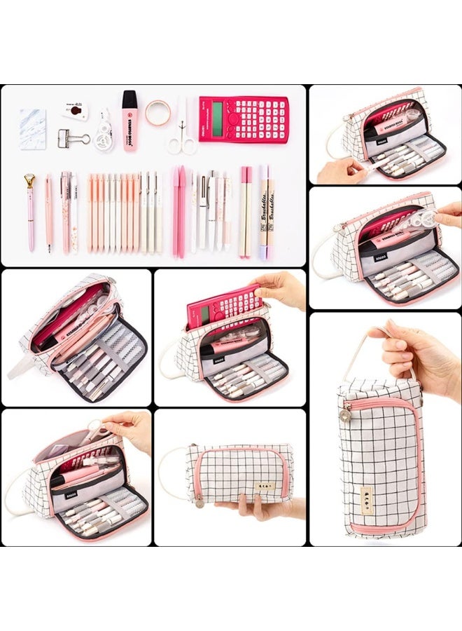 ECVV® Large Capacity Pencil Pen Case, Cute Pencil Pouch Cases Organizer with Easy Grip Handle, Pouch Pen Box Bag for Teen Girls Student Kids Gifts - Image 5