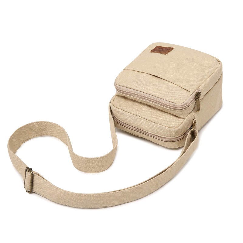 Coton Pose Small mini Hippie Crossbody Bag Top Zip Cotton Sling Bag Jacquard cloth Handmade Bags (off-white) - Image 5
